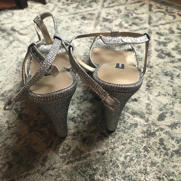Silver sparkle caparros wedding wedges - Picture 5 of 6